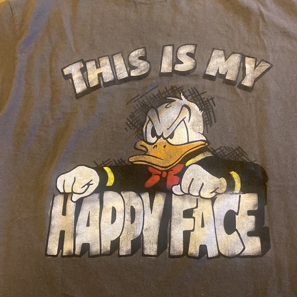 Gently Used “This is My Happy Face” Donald Duck Tee Shirt - Picture 2 of 3